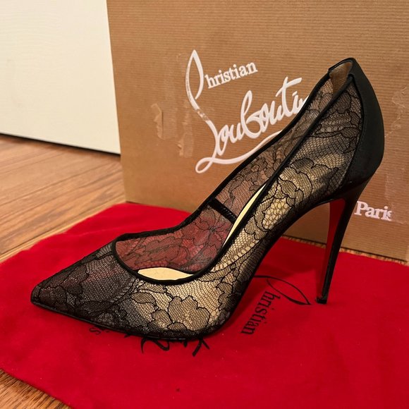Christian Louboutin Shoes - Christian Louboutin Black Lace Mesh Pumps